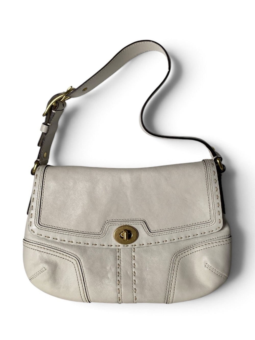Vintage Coach Hamptons Flap Bag – Cream/Off-White Leather